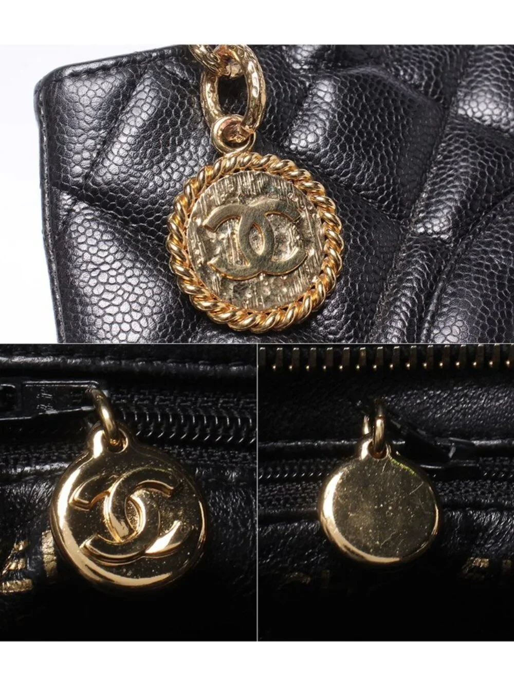 Chanel Tote Shoulder Bag Gold Reissue Caviar Leather